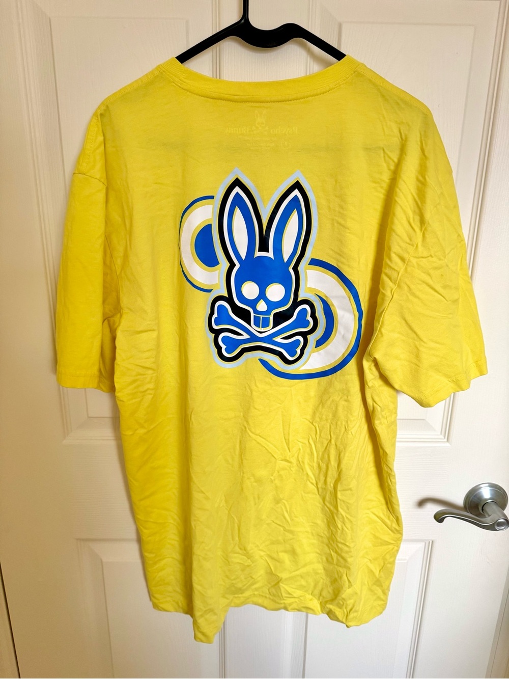 Psycho Bunny Men’s Graphic Yellow & Blue Logo Short Sleeve Pima Cotton Size 9
